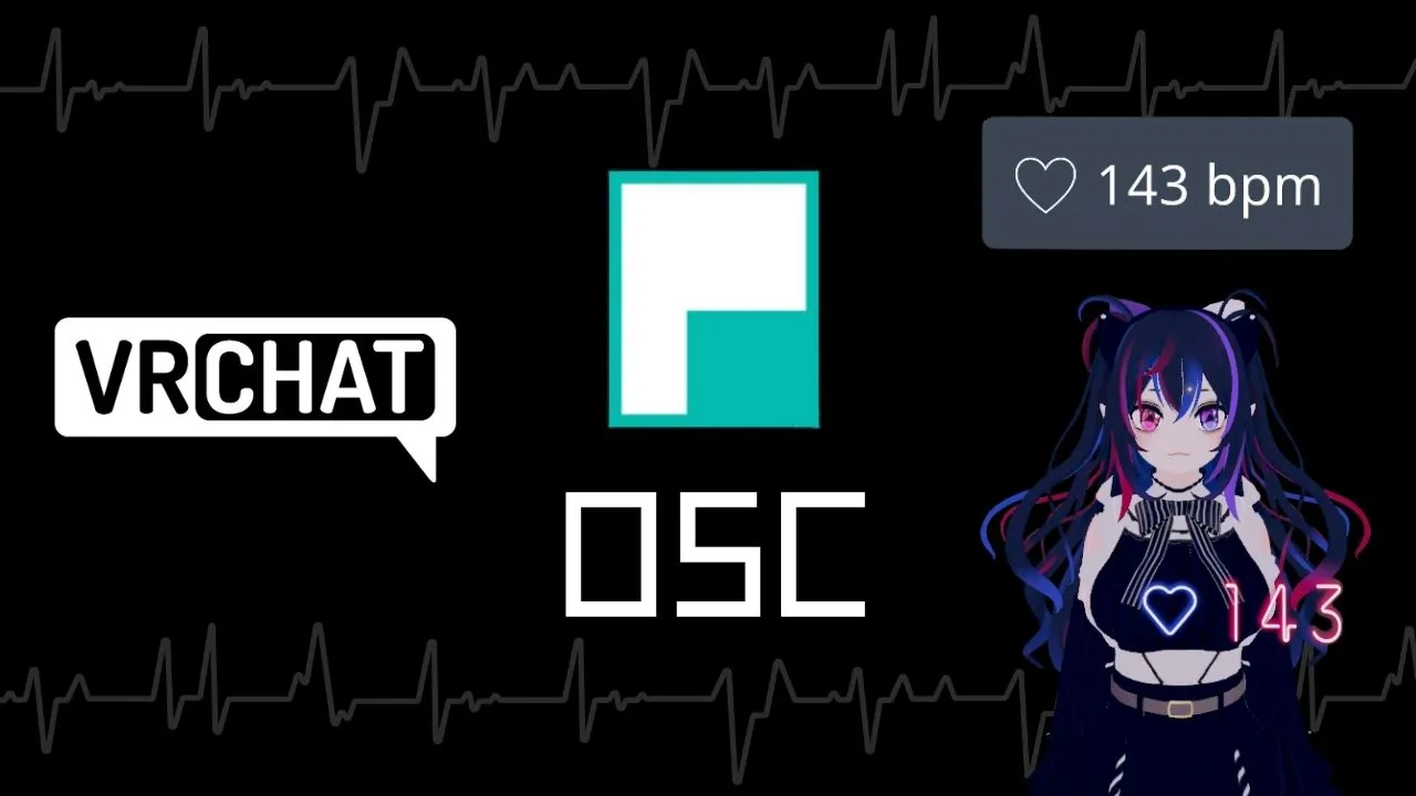 VRChat avatar and chatbox both showing a live heart rate BPM streamed from Pulsoid Desktop’s built-in OSC feature
